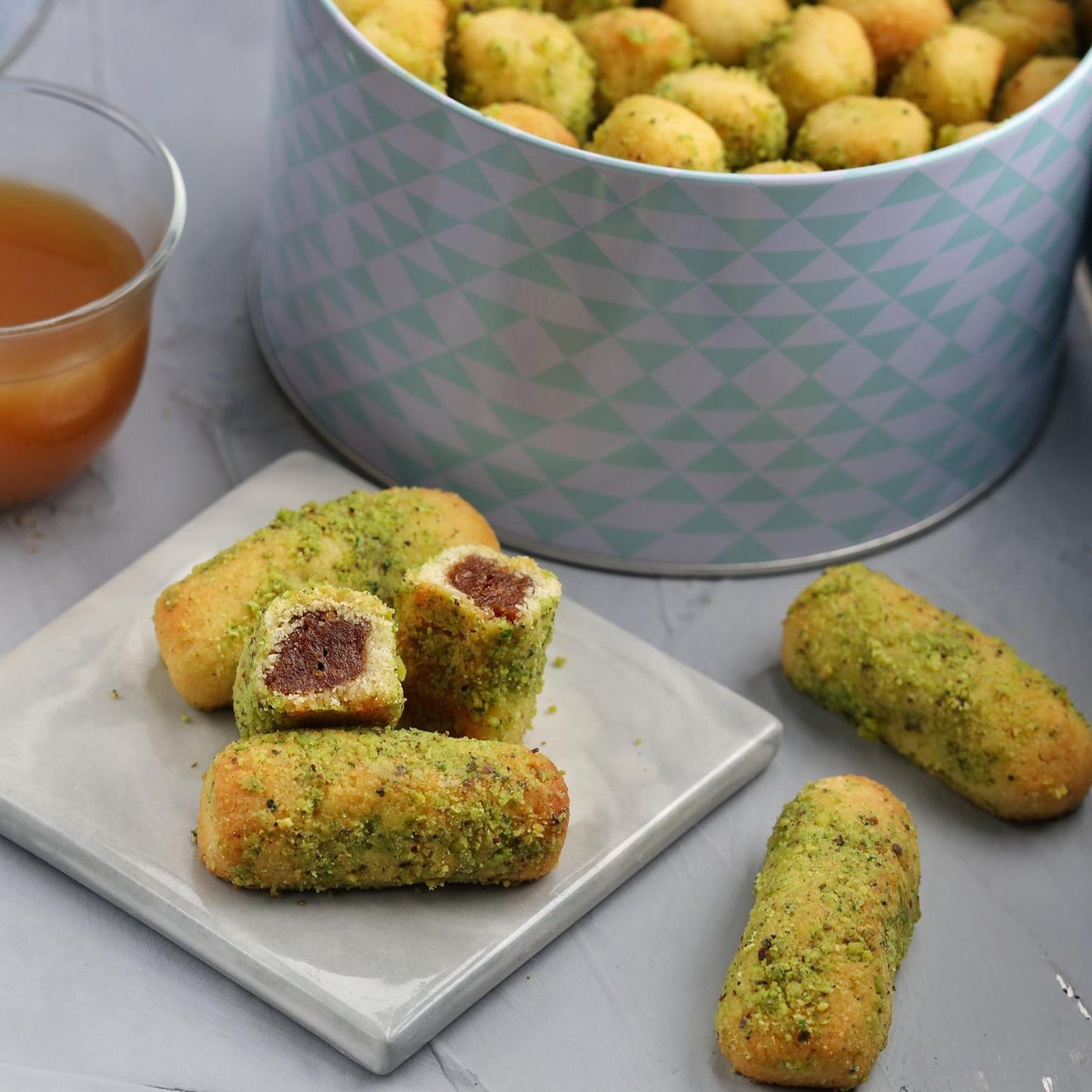Maamoul Date Fingers with Pistachio