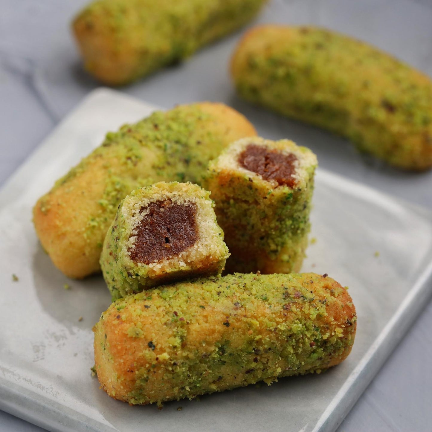 Maamoul Date Fingers with Pistachio